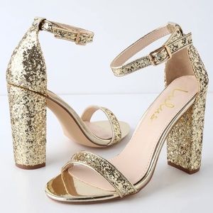 Lulus sparkly gold heels